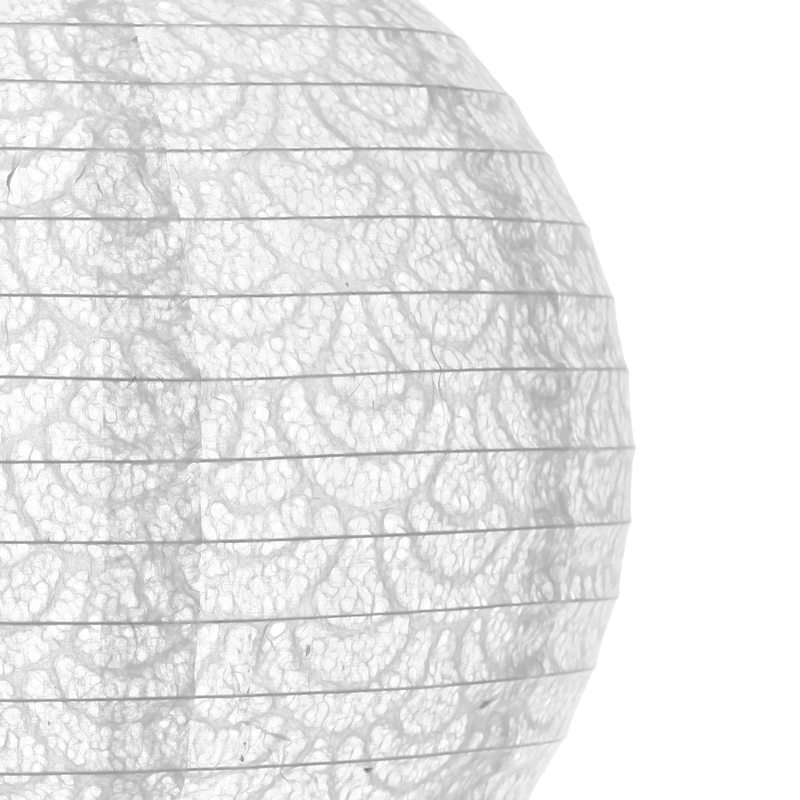 Abat-jour boule papier DENTELLE coloris blanc 30 x 35 cm