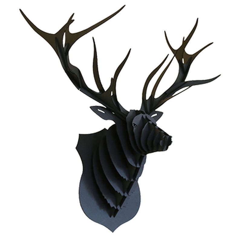 Trophée mural origami ANIMATOMY CERF coloris noir