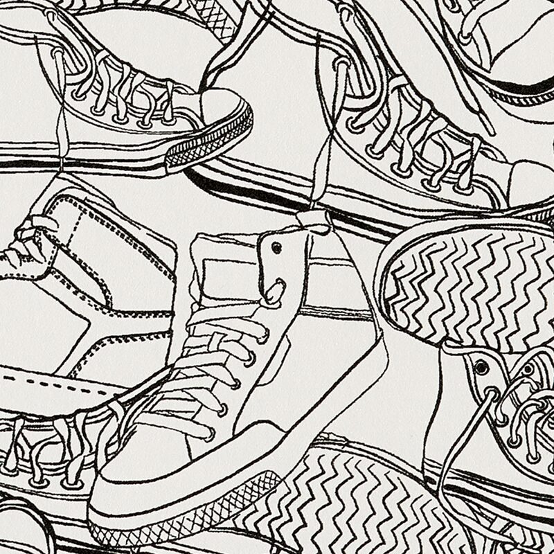 Papier peint intissé BASKETS coloris blanc