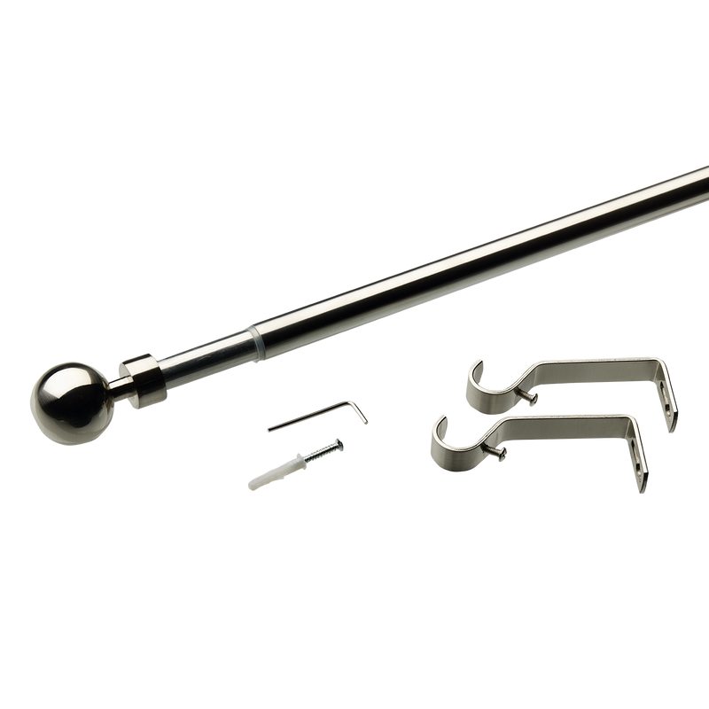 Kit barre à rideaux TORINO coloris nickel brossé diamètre barre 1,9 cm longueur extensible de 120,0 à 210 cm