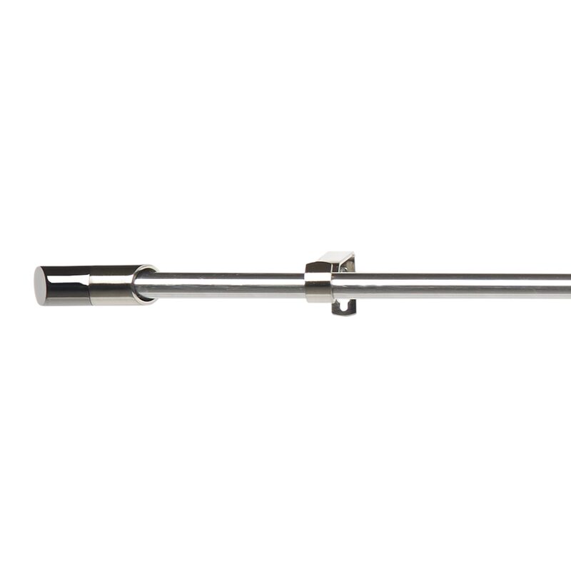 Kit barre à rideaux PALERMO coloris nickel brossé / noir diamètre barre 1,9 cm longueur extensible de 120,0 à 210 cm