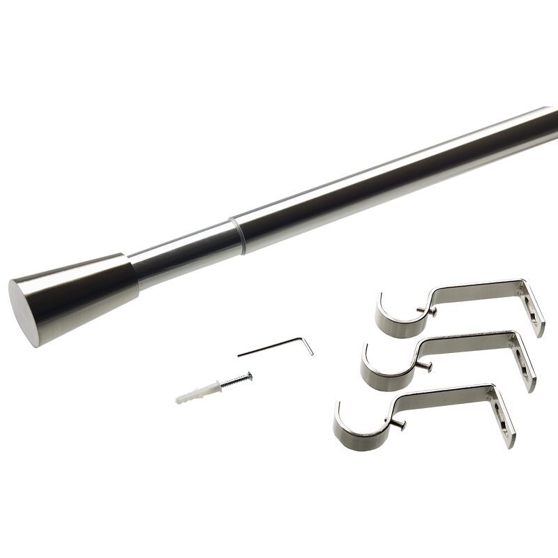 Kit barre à rideaux VALENCIA coloris nickel brossé diamètre barre 2,8 cm longueur extensible de 160,0 à 210 cm