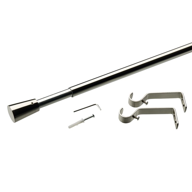 Kit barre à rideaux VALENCIA coloris nickel brossé diamètre barre 1,9 cm longueur extensible de 120,0 à 210 cm