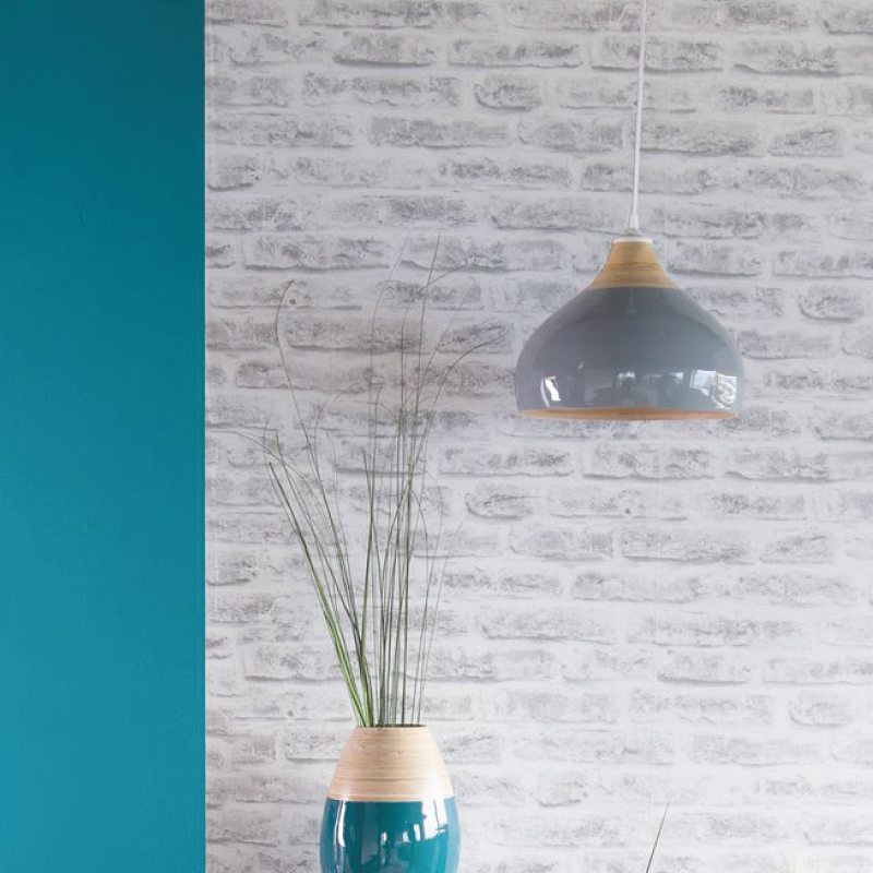 Suspension BAMBOU coloris gris 20 x 27 cm