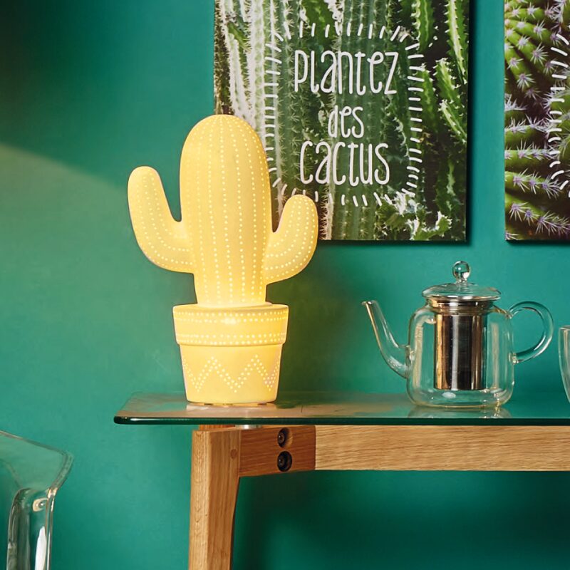 Lampe à poser CACTUS coloris jaune 30,5 x 20 cm