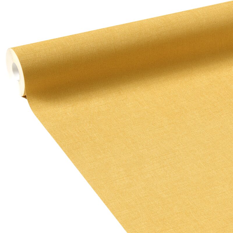 Papier peint intissé BENSIMON TOILE coloris jaune moutarde