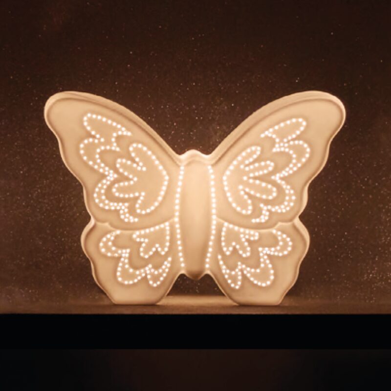 Lampe à poser PAPILLON coloris blanc 26 x 26 cm