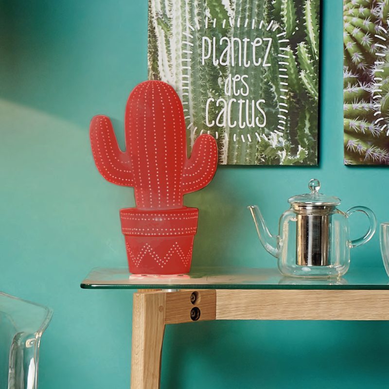 Lampe à poser CACTUS coloris rouge 30,5 x 20 cm