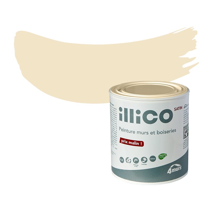 Peinture Finition ILLICO Acrylique ivoire Satiné 0,5 L