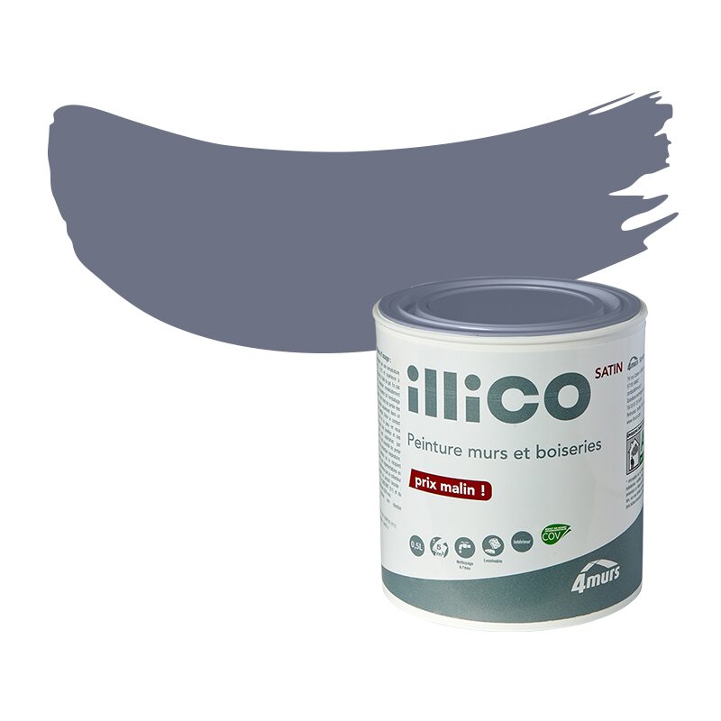 Peinture Finition ILLICO Acrylique gris building Satiné 0,5 L