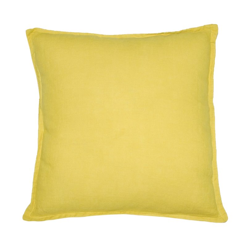 Coussin LEINNEN coloris jaune moutarde 40 x 40 cm