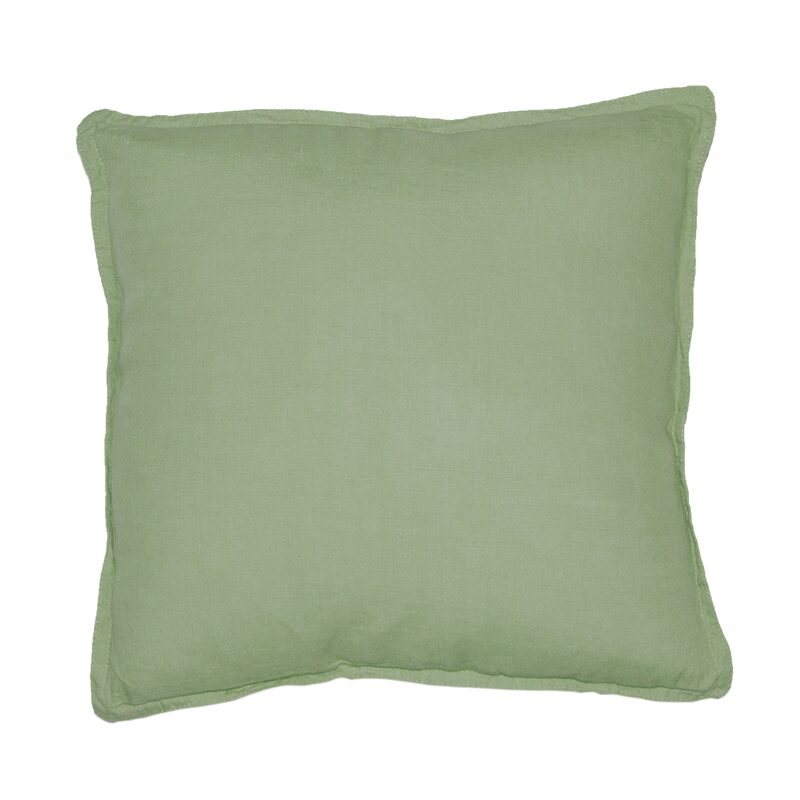 Coussin LEINNEN coloris vert lichen 40 x 40 cm