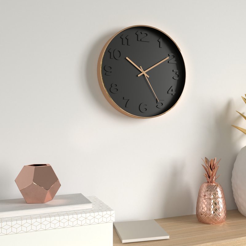 Horloge LAUGE coloris noir et rose