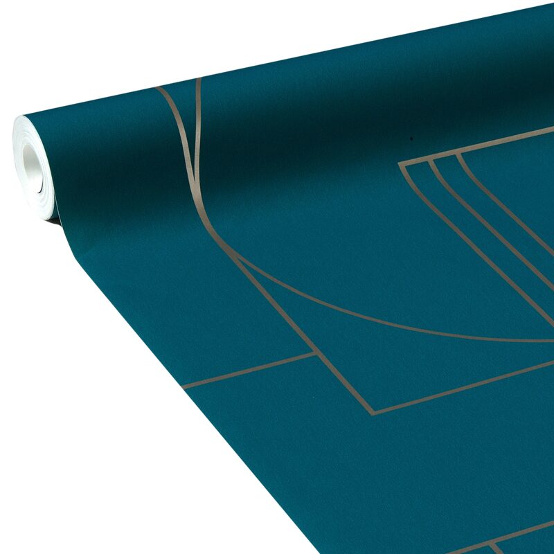 Papier peint intissé OSKAR BY SOPHIE FERJANI coloris bleu paon