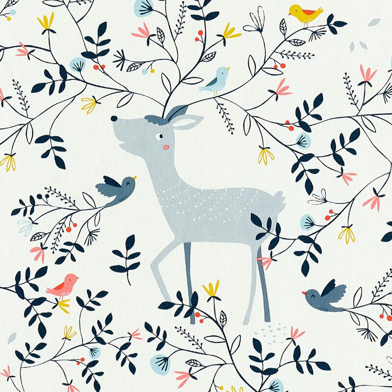 Papier peint intissé THE ENCHANTED FOREST coloris blanc