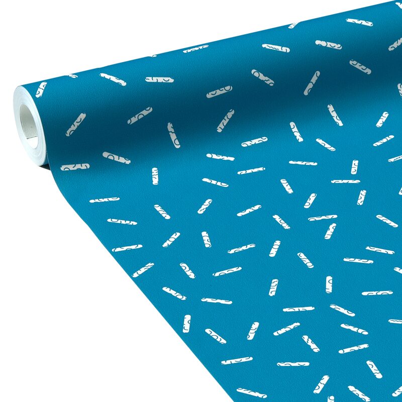 Papier peint intissé FUNNY PILLS coloris bleu memphis