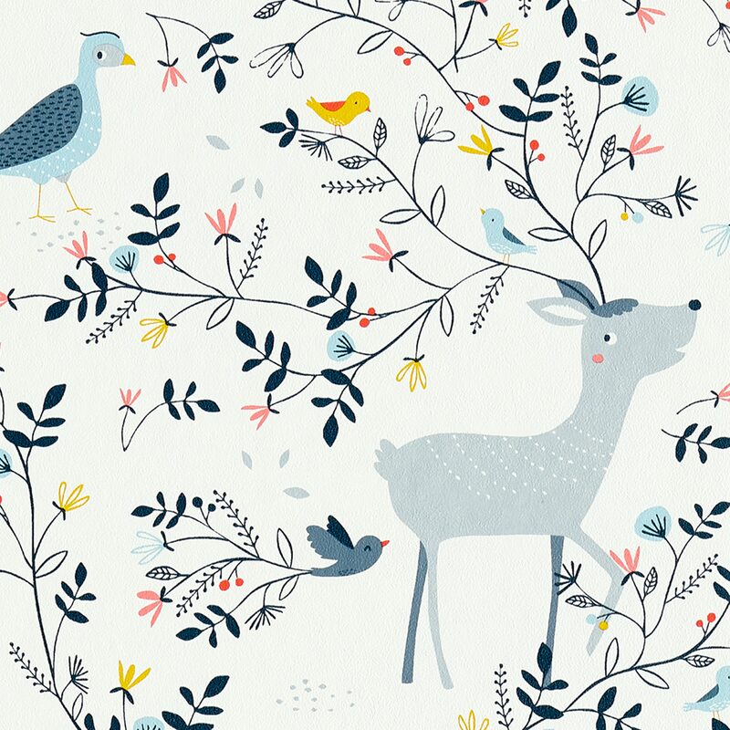 Papier peint intissé THE ENCHANTED FOREST coloris blanc