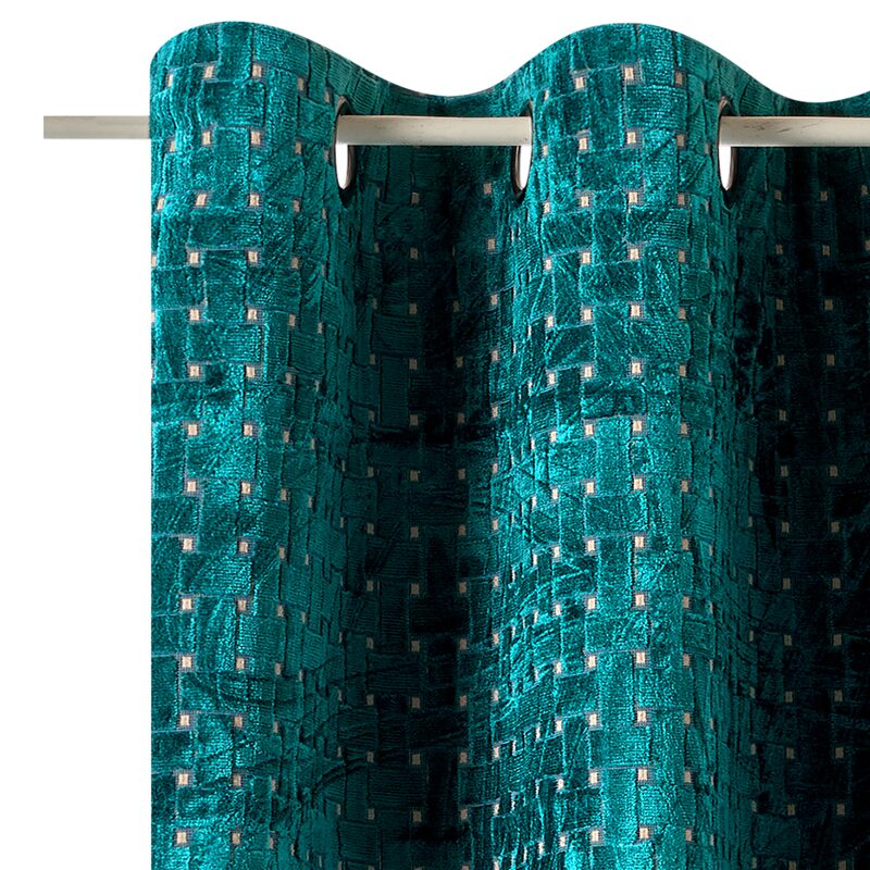 Rideau LABYRINTHE coloris vert émeraude 135 x 260 cm