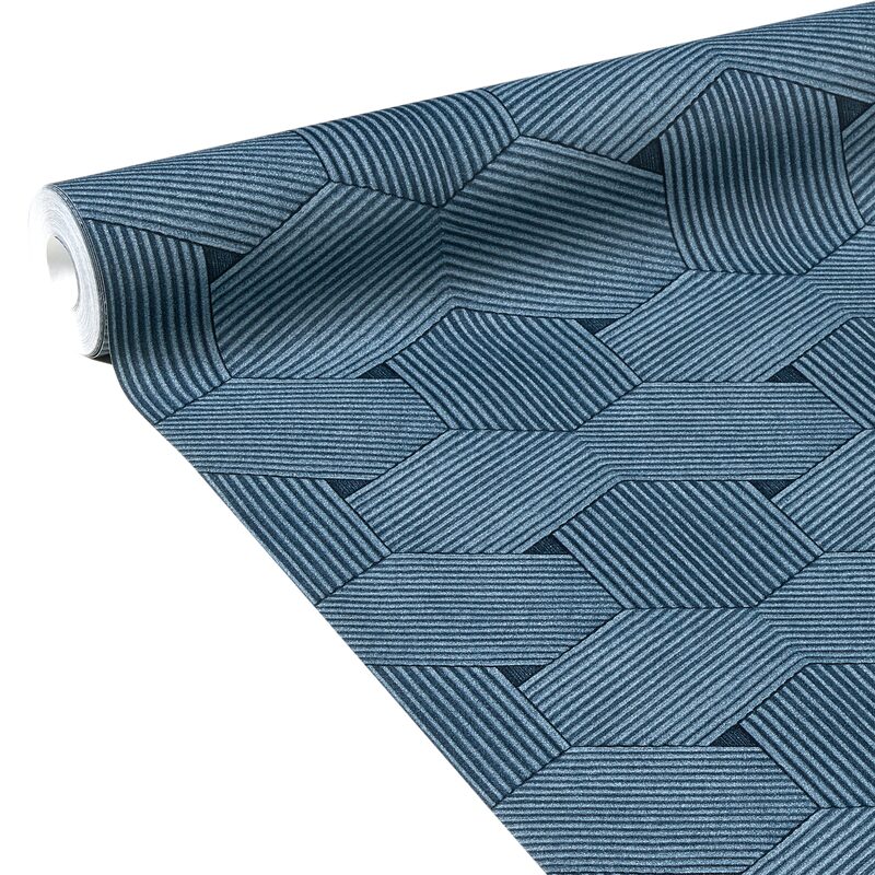 Papier peint intissé PHOENIX coloris bleu pétrole