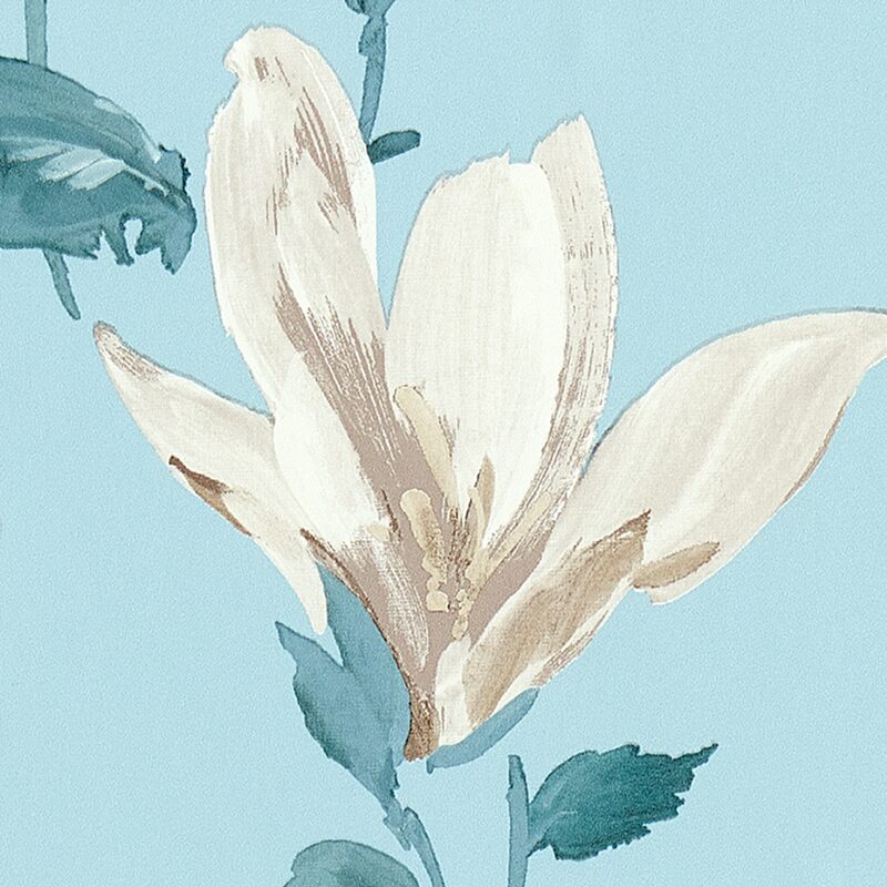 Papier peint intissé MAGNOLIAS coloris bleu aqua