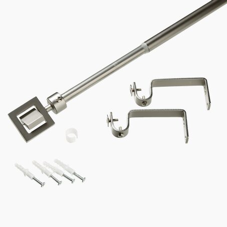 Kit barre à rideaux NINA nickel satin 1,6 cm de 120,0 à 210 cm