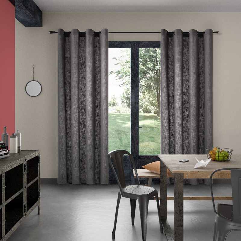 Rideau LINO coloris gris anthracite 135 x 260 cm