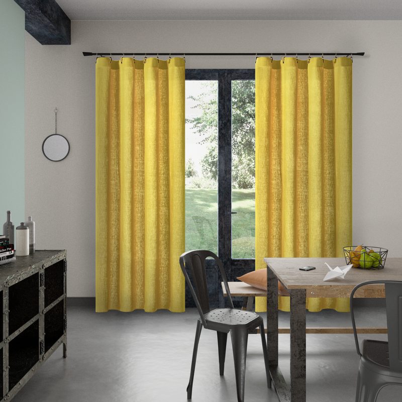 Rideau Lin LEINNEN coloris jaune moutarde 140 x 250 cm