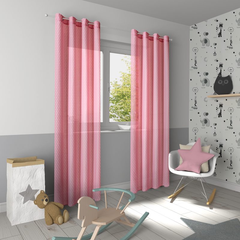 Rideau LILOU coloris rose bonbon 135 x 260 cm