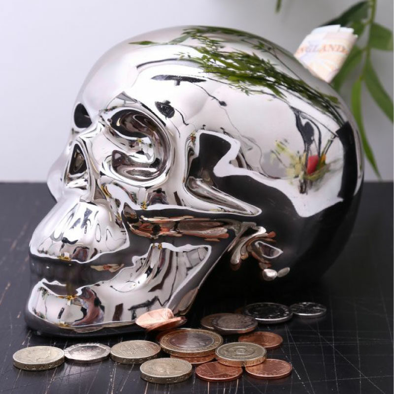 Tirelire MONEY SKULL coloris argent