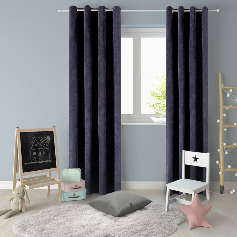 Rideau QUINCY coloris bleu nuit 135 x 240 cm