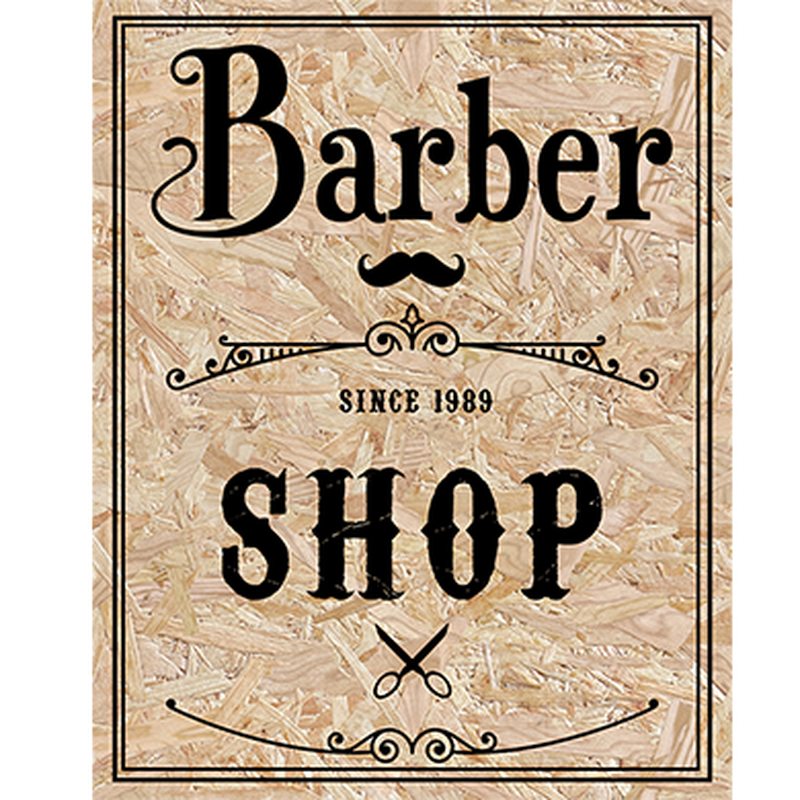 Décoration murale en bois BARBER SHOP 40 x 50 cm