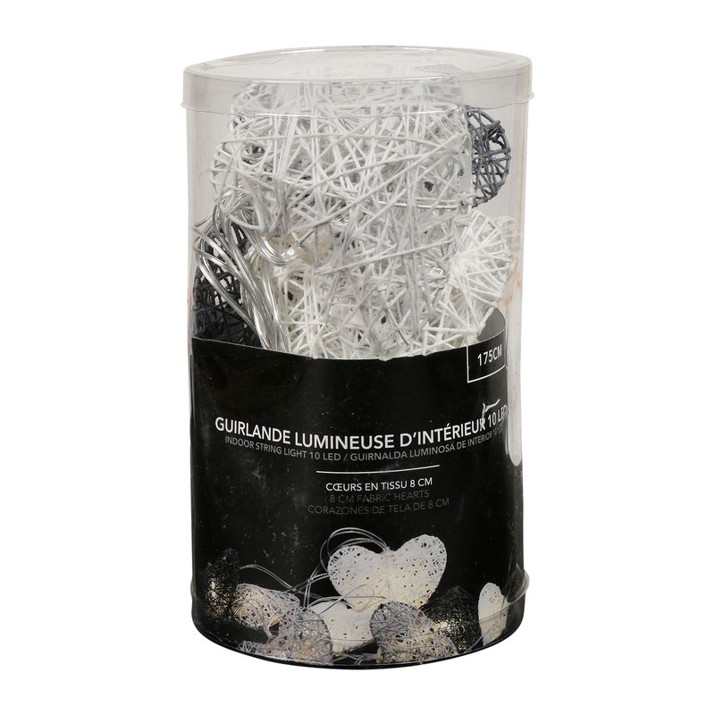 Guirlande lumineuse COEURS coloris gris perle