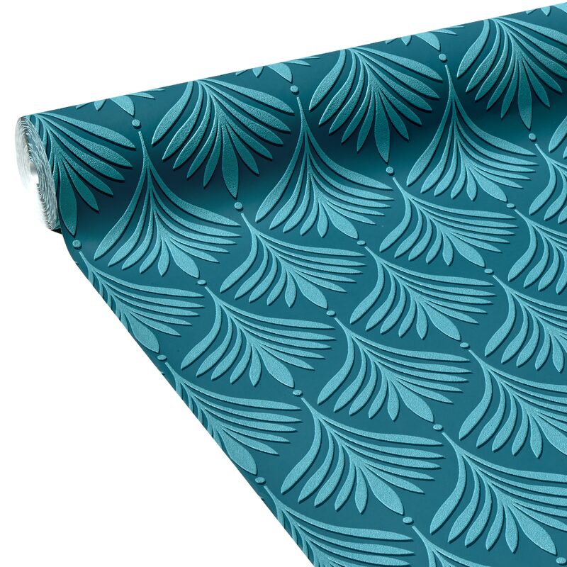 Papier peint intissé CHARLESTON coloris bleu paon