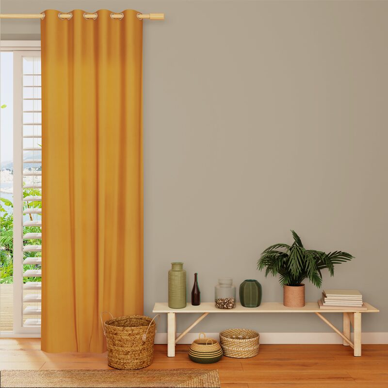 Rideau BRUSH coloris jaune 135 x 240 cm