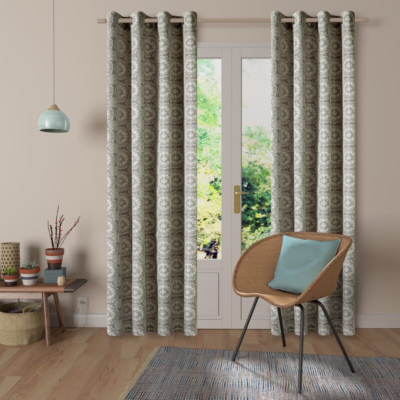 Rideau MANDALA coloris gris 140 x 260 cm