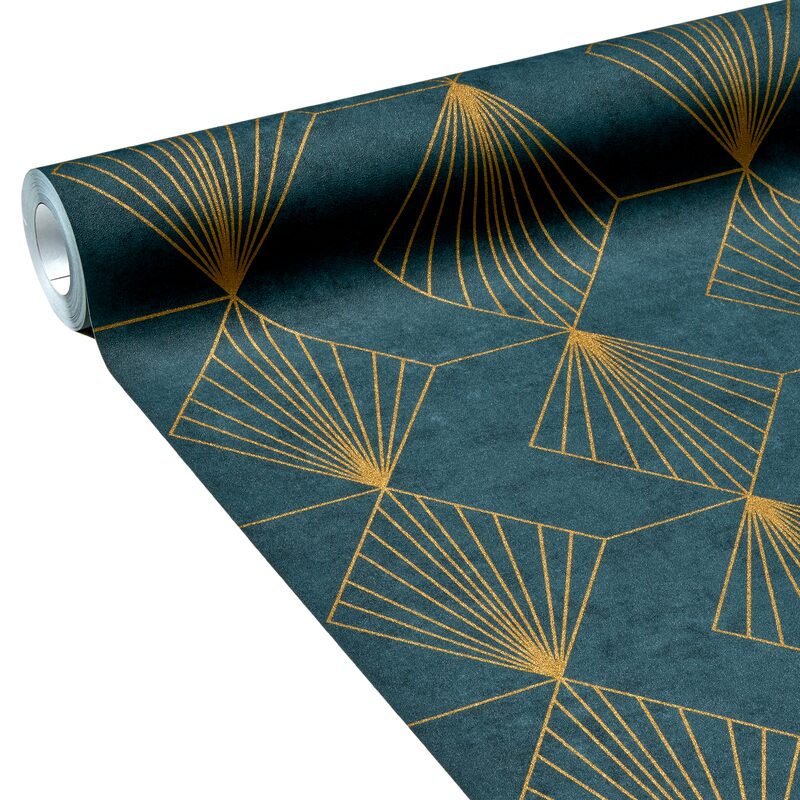Papier peint intissé GATSBY coloris bleu paon