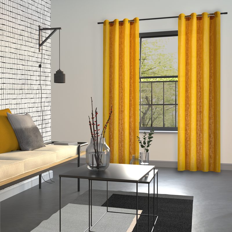 Rideau LINO coloris jaune moutarde 135 x 260 cm