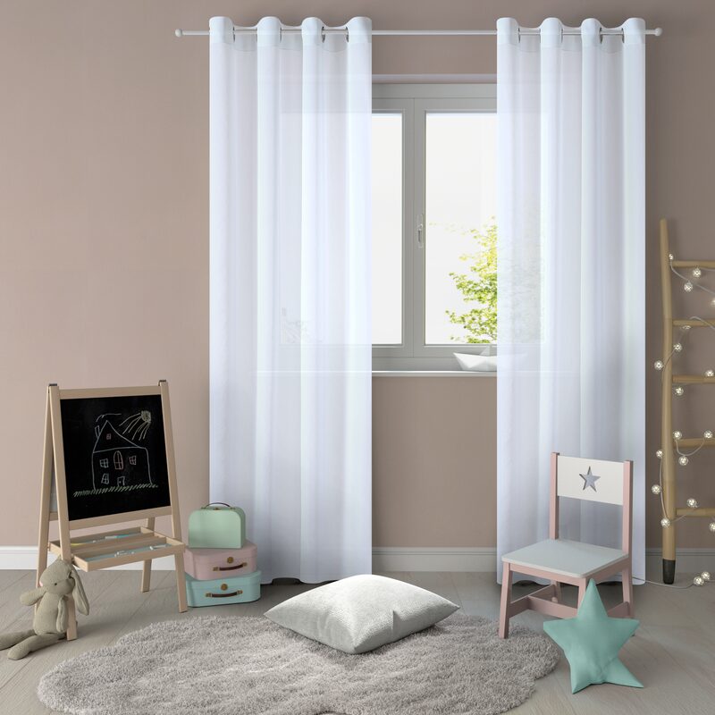 Voilage CHANTILLY coloris bleu ciel 145 x 240 cm