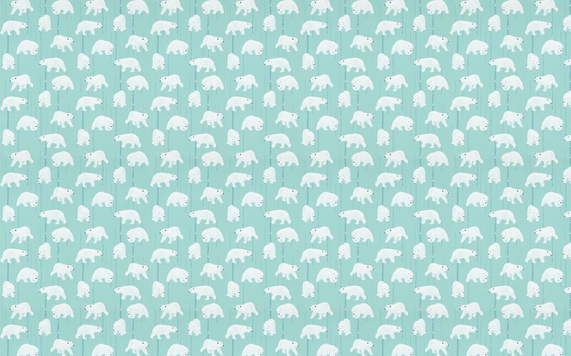 Papier peint intissé OURS POLAIRE coloris bleu aqua