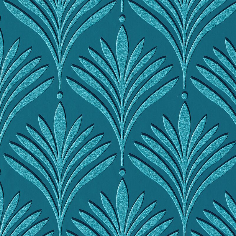 Papier peint intissé CHARLESTON coloris bleu paon
