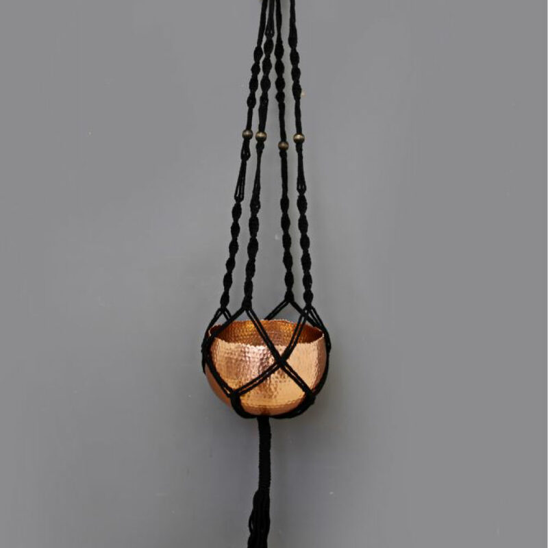Suspension en macramé HIPPY coloris noir