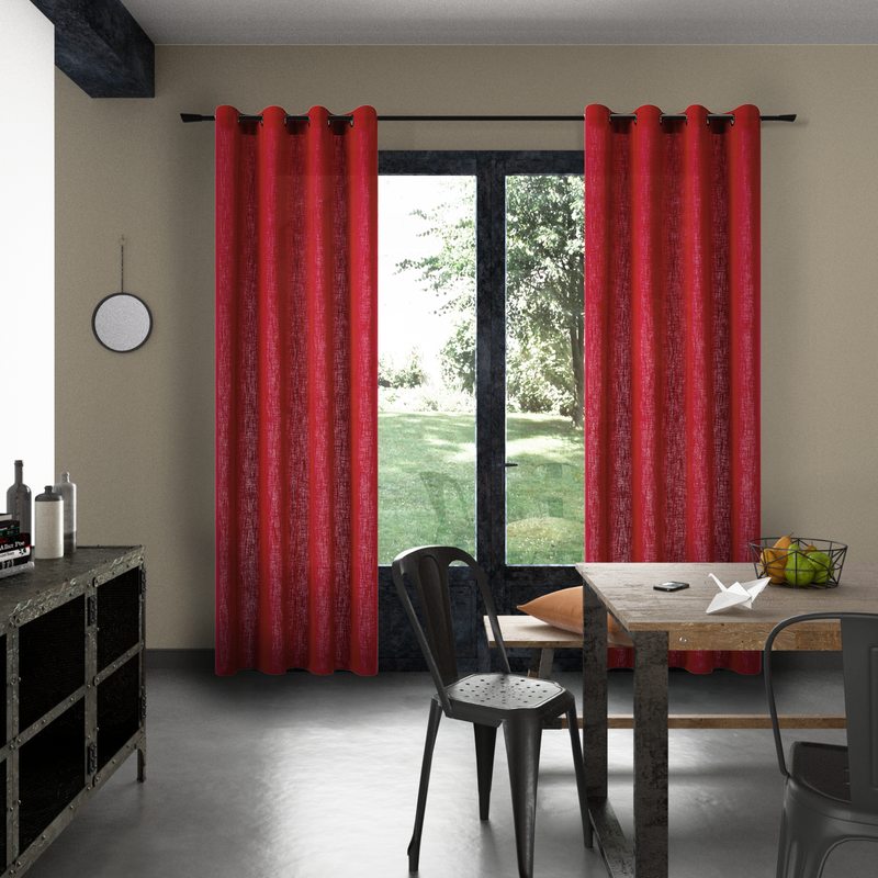 Rideau LINO coloris rouge carmin 135 x 260 cm