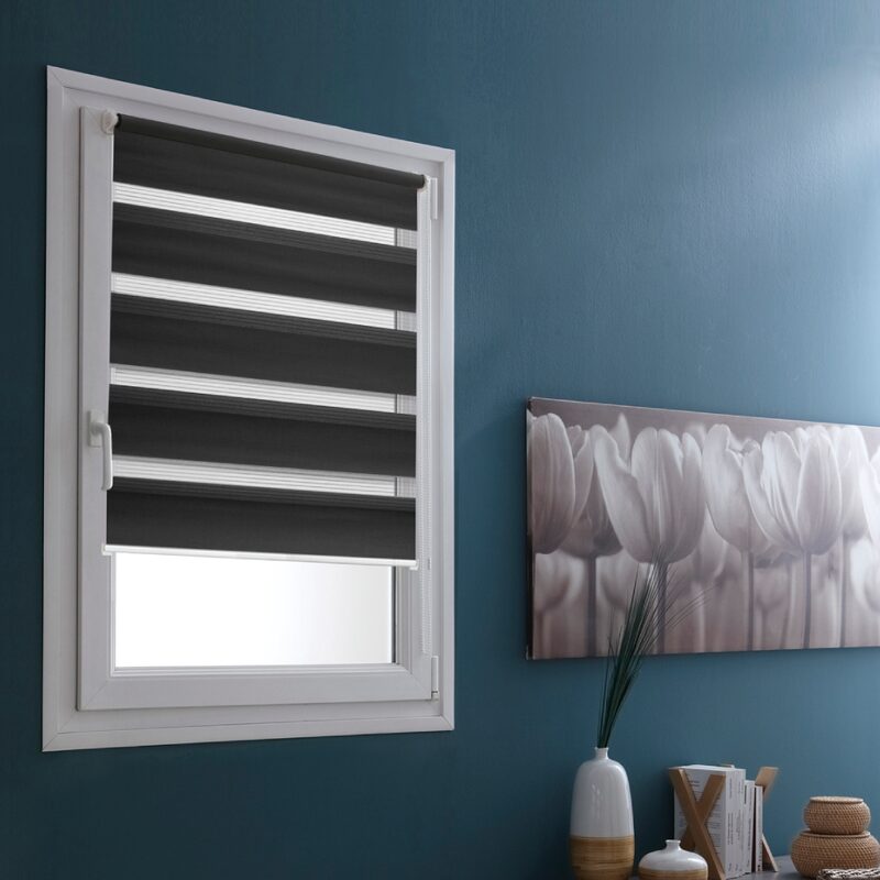 Store jour/nuit EASY ROLL JALOUSY coloris gris moyen 72 x 190 cm