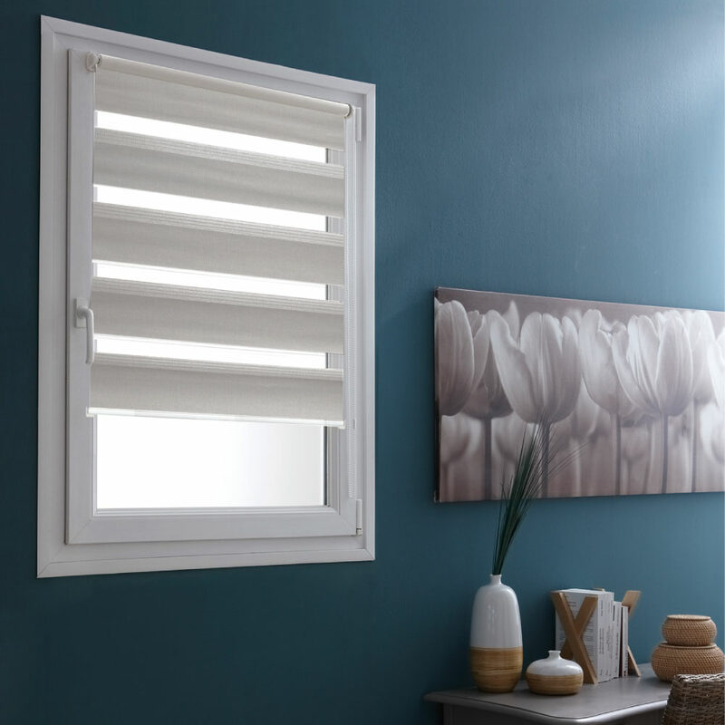Store jour/nuit EASY ROLL JALOUSY coloris Gris clair 52 x 190 cm