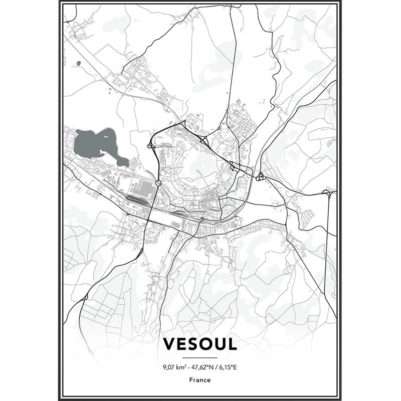 Image encadrée MAP VESOUL 50 x 70 cm