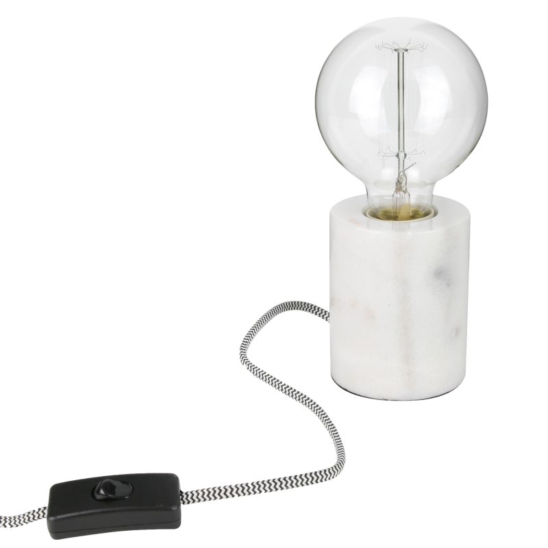 Lampe tube MARBRE coloris blanc 35 x 15 cm