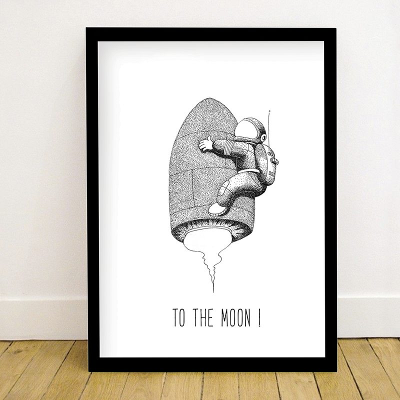 Image encadrée COSMONAUTE TO THE MOON 24 x 30 cm