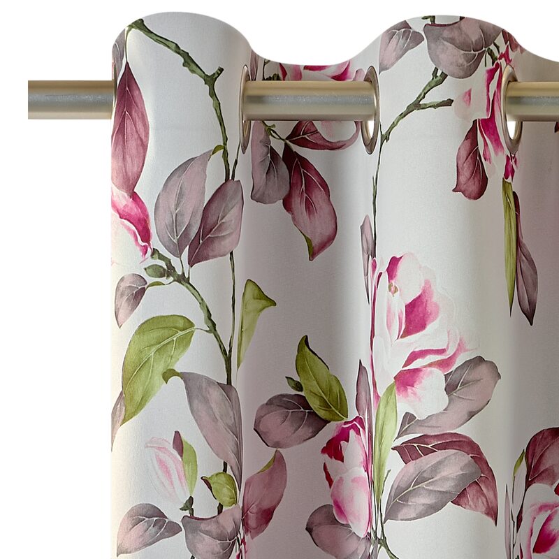 Tissu MAGNOLIAS coloris fuchsia
