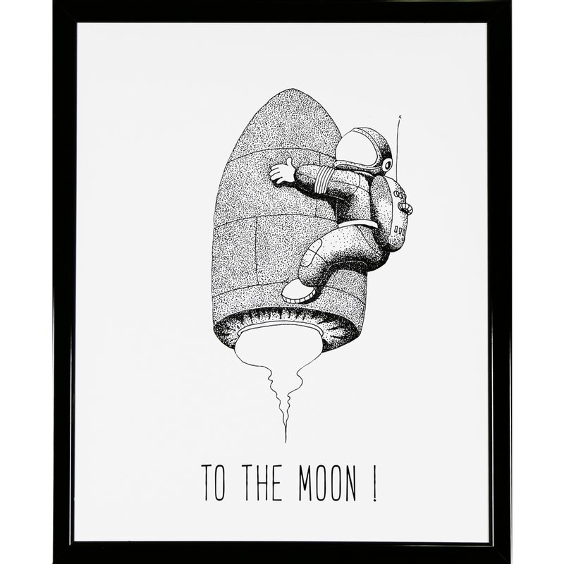 Image encadrée COSMONAUTE TO THE MOON 24 x 30 cm