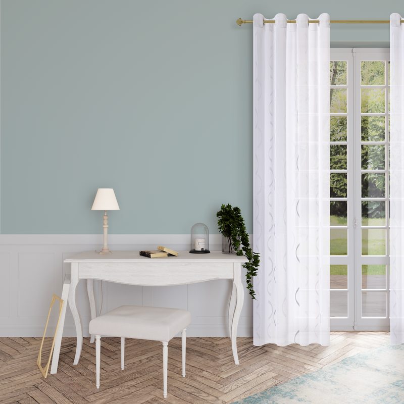 Voilage MOONS coloris gris perle 140 x 260 cm